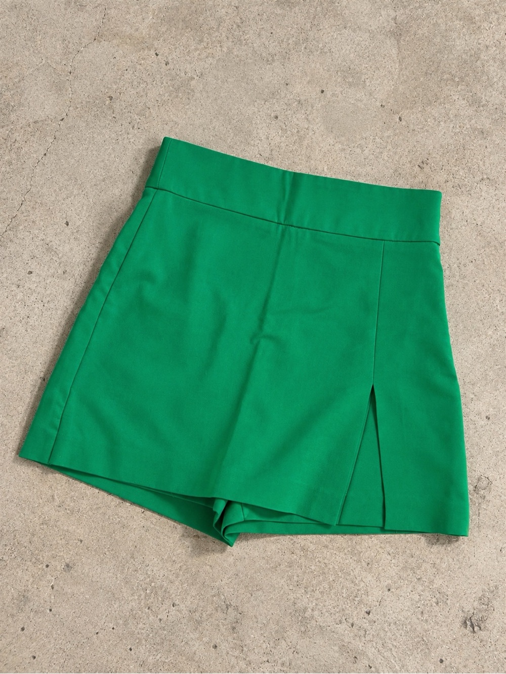 ZARA Green Front Slit Mini Skort